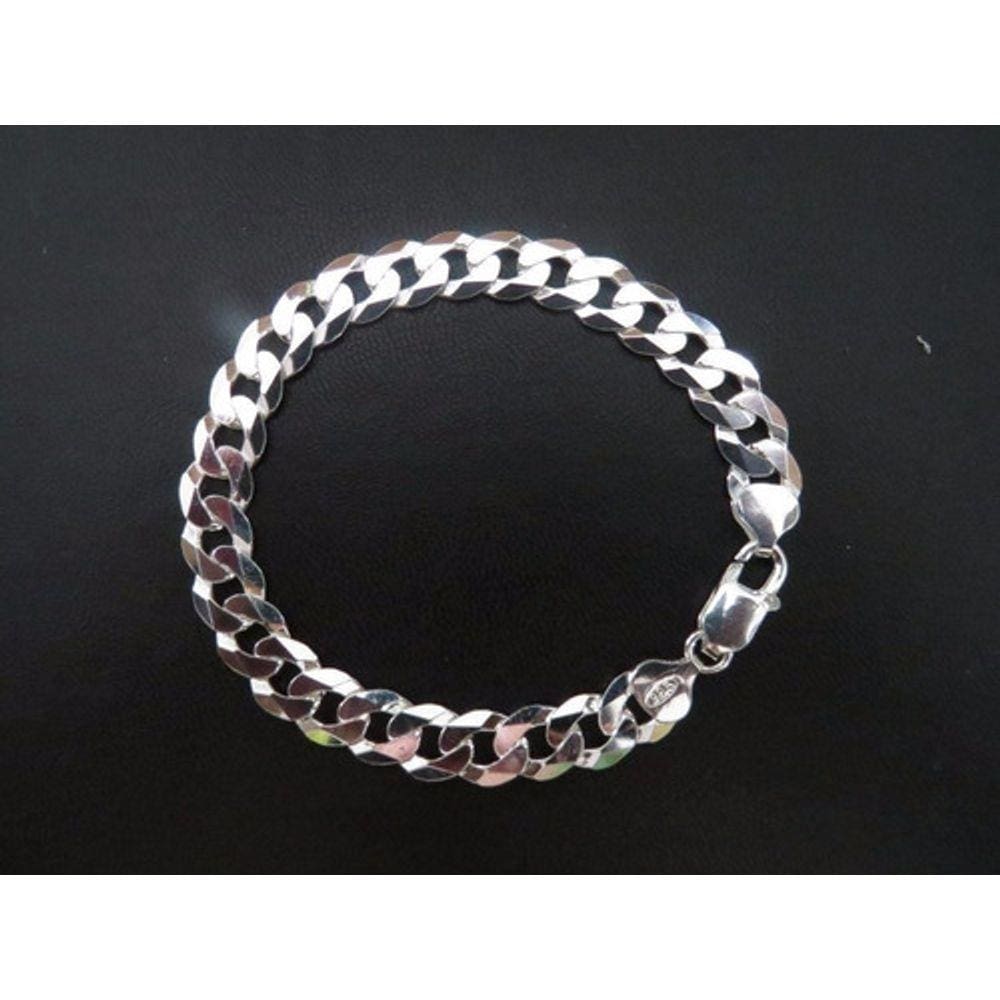 Pulseira Italiana Masculina Grumet 8mm Prata 925 Maciça