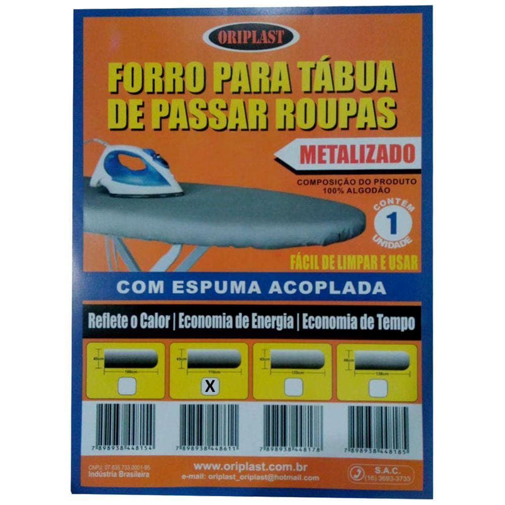 Capa / Forro Para Tábua De Passar Roupa 110x45cm Metalizado