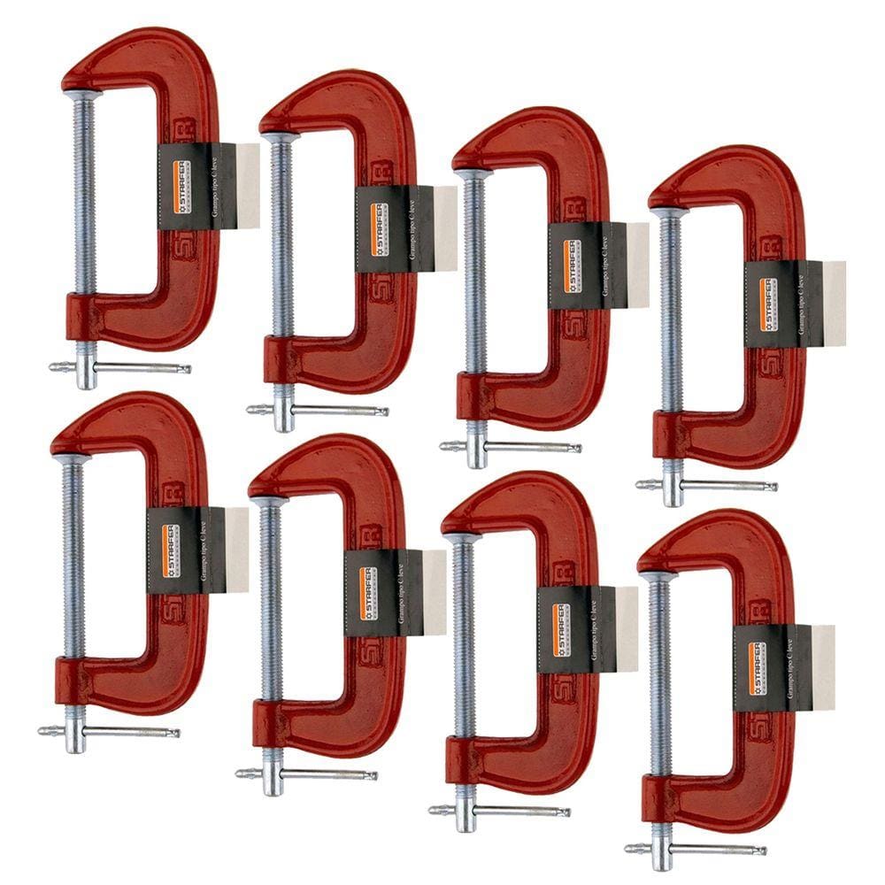 Kit 8 Grampos Tipo C Marceneiro Leve 8 Polegadas Starfer