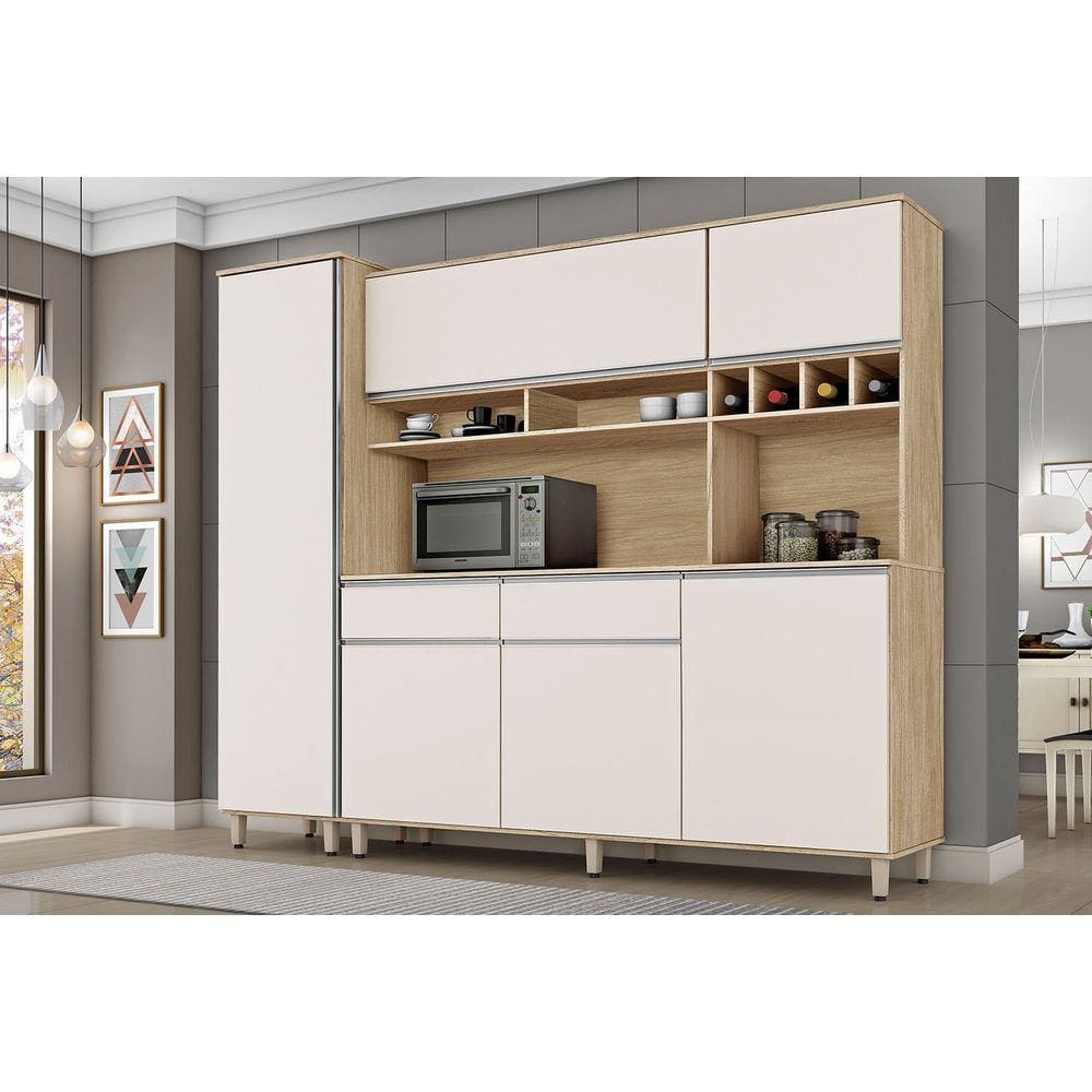 Armário de Cozinha Completo Brasil CSA - Nature/Off White