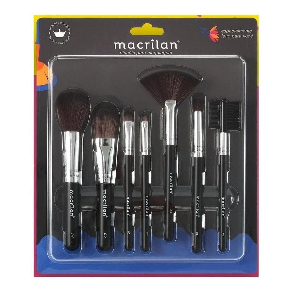 Kit Com 7 Pincéis Para Maquiagem Macrilan Kp9-2A