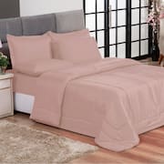 Kit Edredom Casal Queen   Jogo de Lençol 06 peças Aconchego Dupla Face Casa Dona