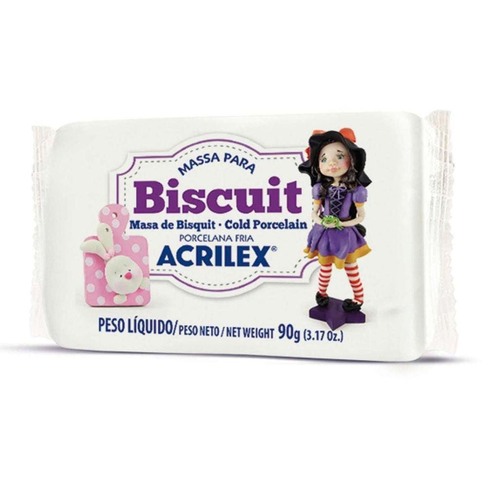 Massa De Biscuit Ou Porcelana Fria Acrilex 90G Branco