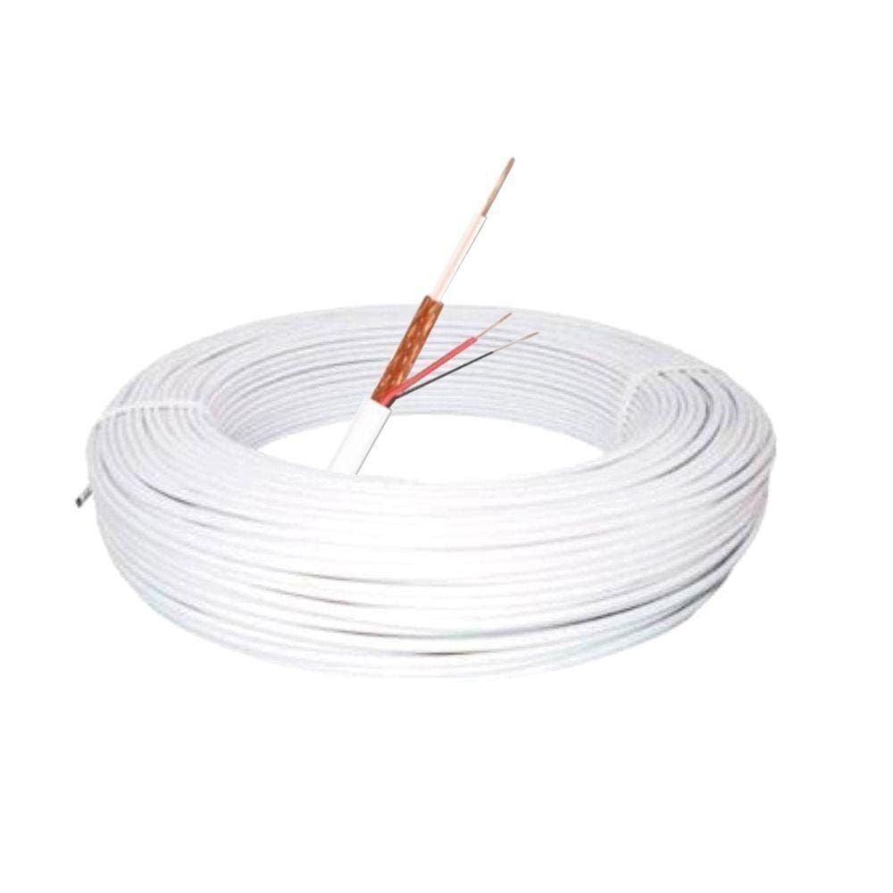 Cabo Coaxial Telecam Rf 4mm 80% Liga Cobre Branco 100m