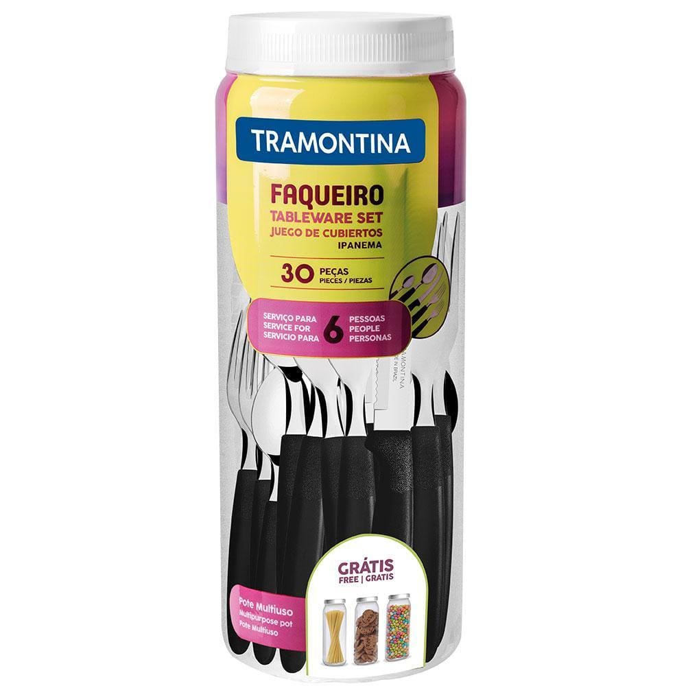 Faqueiro Inox Tramontina 30 peças Ipanema Preto