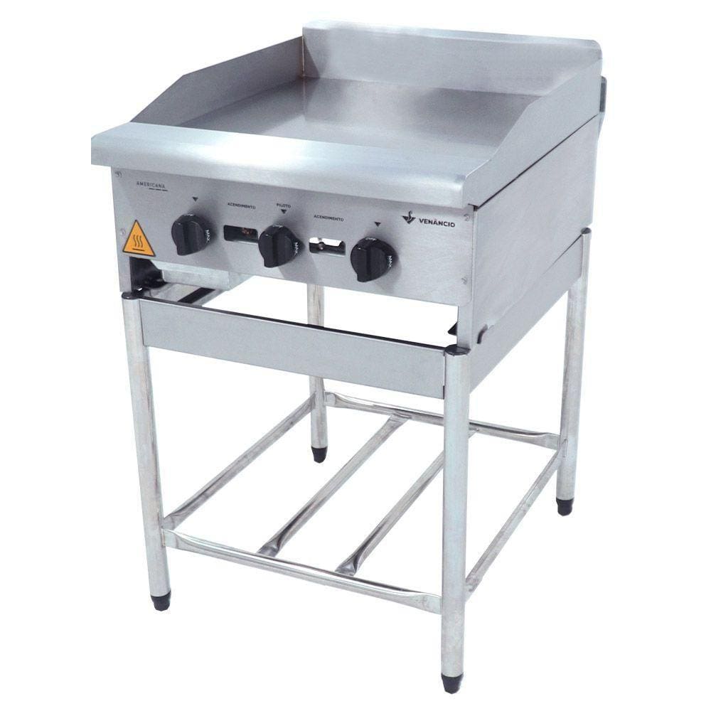Chapa Americana a Gás 60 cm Profissional com Pés Baixa Pressão Venâncio CGP60