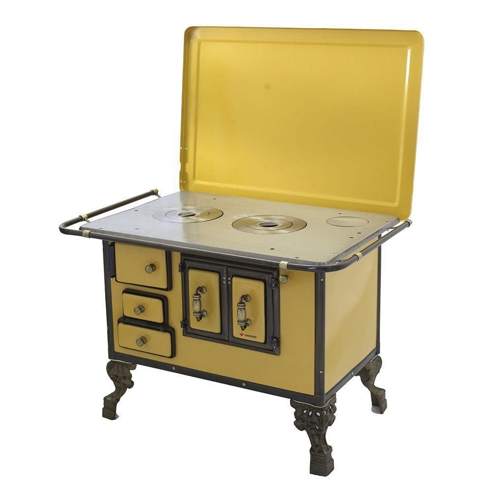 Fogão a Lenha Barroco Venâncio com Tampa 03 Amarelo 3bdtam