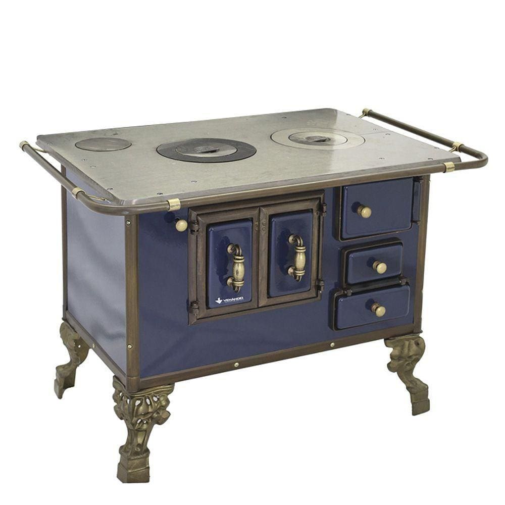 Fogão a Lenha Barroco Venâncio sem Tampa 03 Azul 3beaz