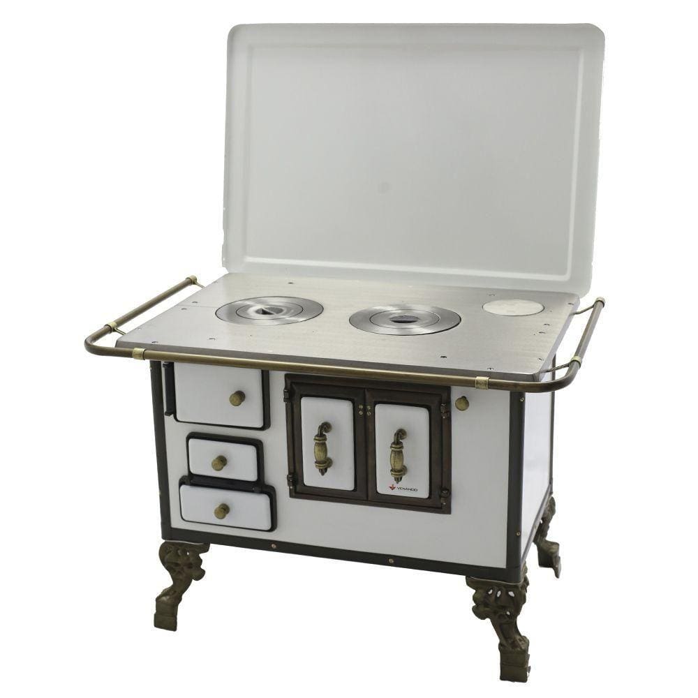 Fogão a Lenha Barroco Venâncio com Tampa 03 Branco 3bdtbr