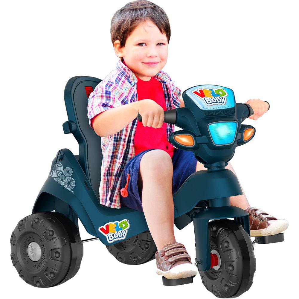 Triciclo Infantil Bandeirante Velobaby de Pedal com Empurrador