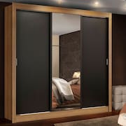 Guarda Roupa Casal Madesa Mônaco 3 Portas de Correr com Espelho