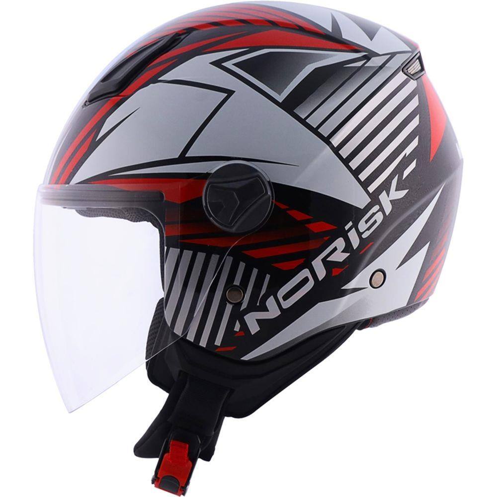 Capacete Norisk Orion Mosaic (Aberto) Preto/Vermelho | Extra