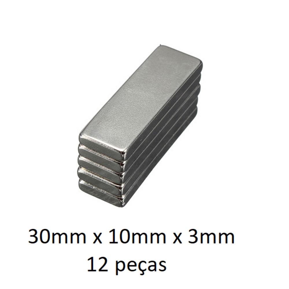 Imã De Neodímio / Super Forte / 30mm X 10mm X 3mm * 12 Peças