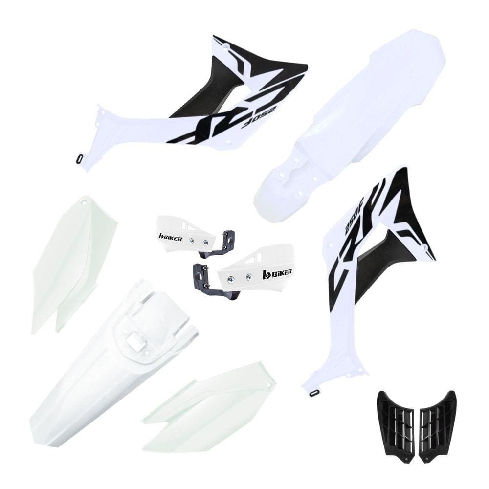 Kit Plástico Biker Evo Crf 250f Com Adesivos + Protetor De Mão Biker