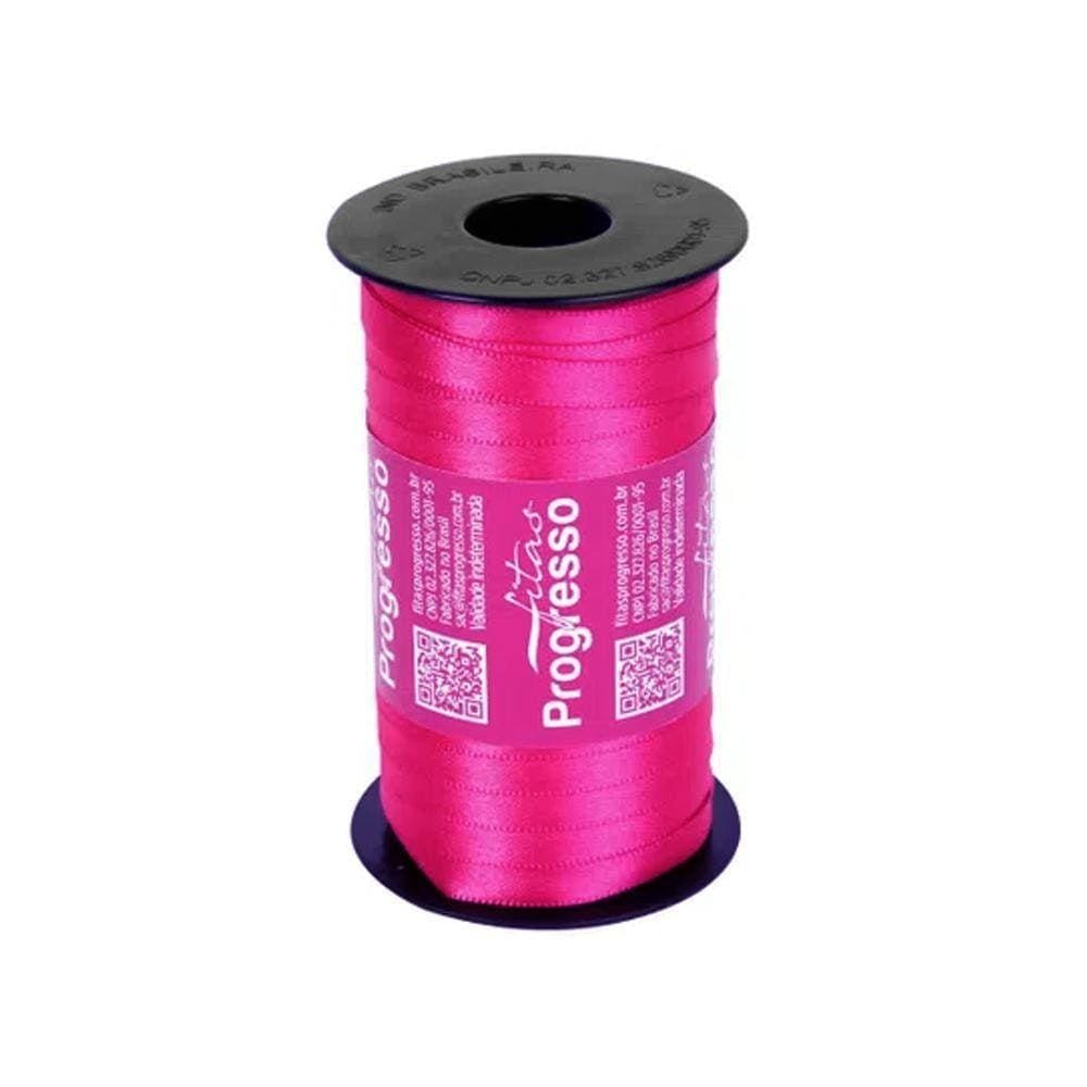 Fita De Cetim Progresso 7Mm Com 100 Metros Pink