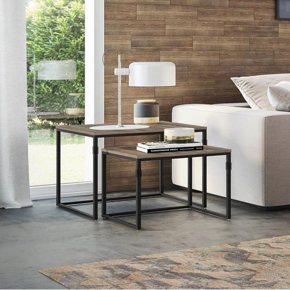 Conjunto de Mesa Lateral Industrial Quadrada Aço Parati
