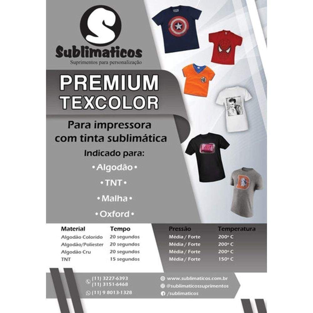 10 Transfers 20x30 Algodão Colorido Sublimação