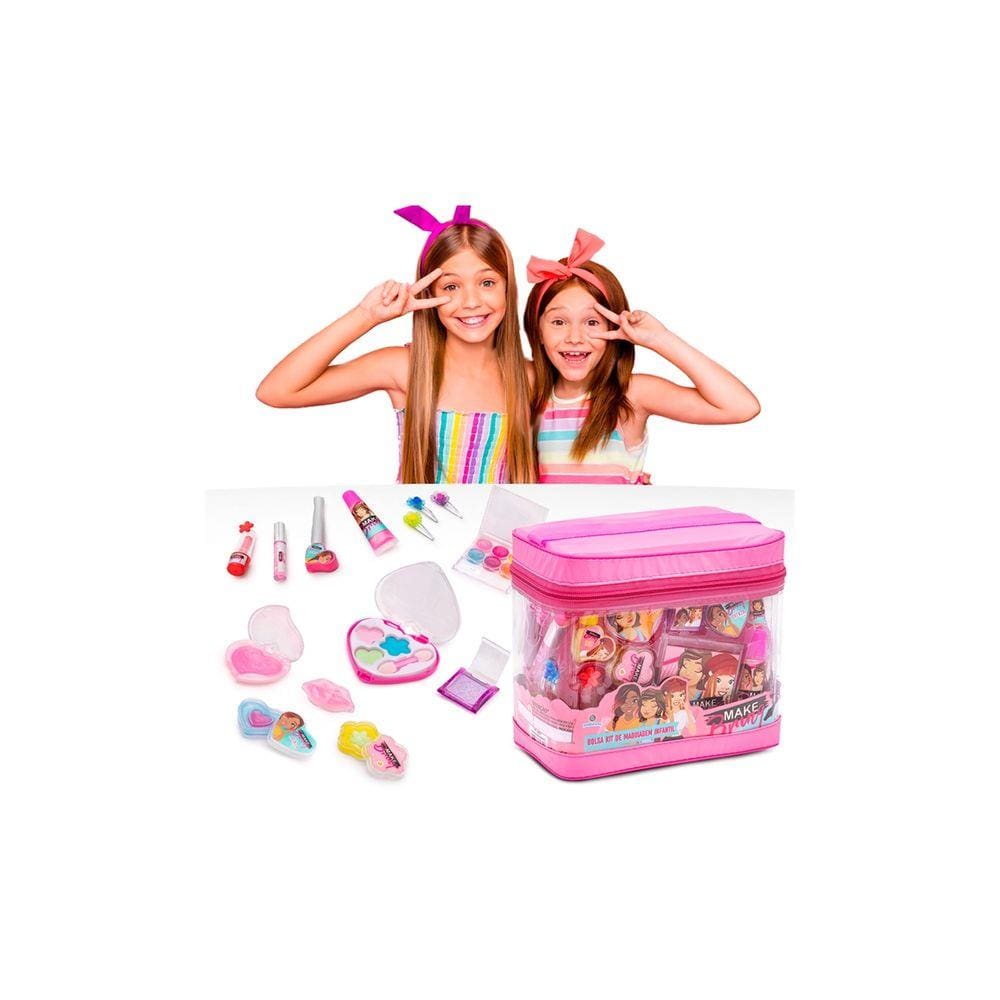 Kit Maquiagem Infantil MakeBrinq com Maleta (bolsa) - MK03 - Polibrinq