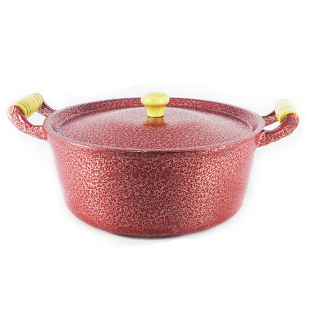 Caçarola Panela Reta Craqueada De Alumínio Alça Madeira 18cm