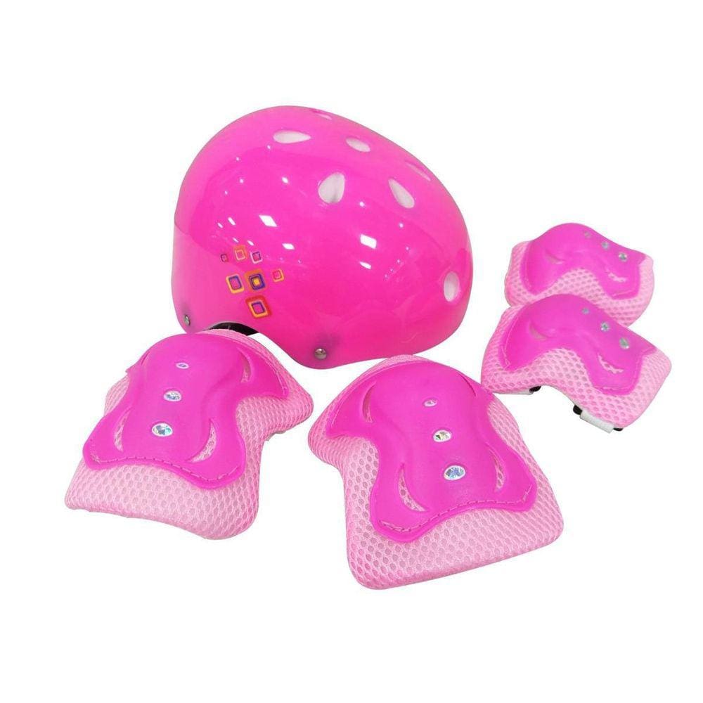 Kit Proteção Infantil Para Patins Patinete Skate Roller Rosa