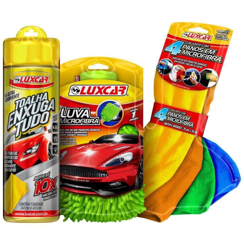 Kit Microfibra Luxcar 3 Itens