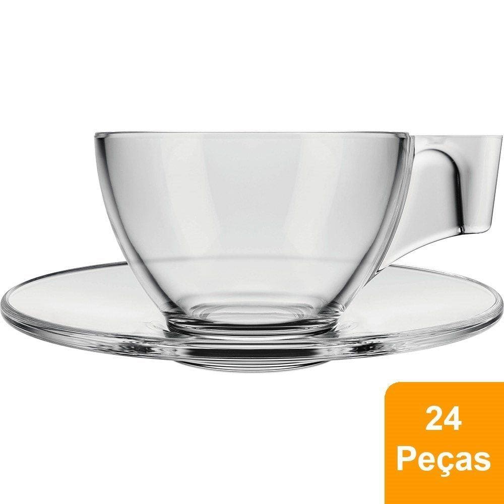 Conjunto de Xícaras Duralex Café c/ Pires Astral 24 Peças