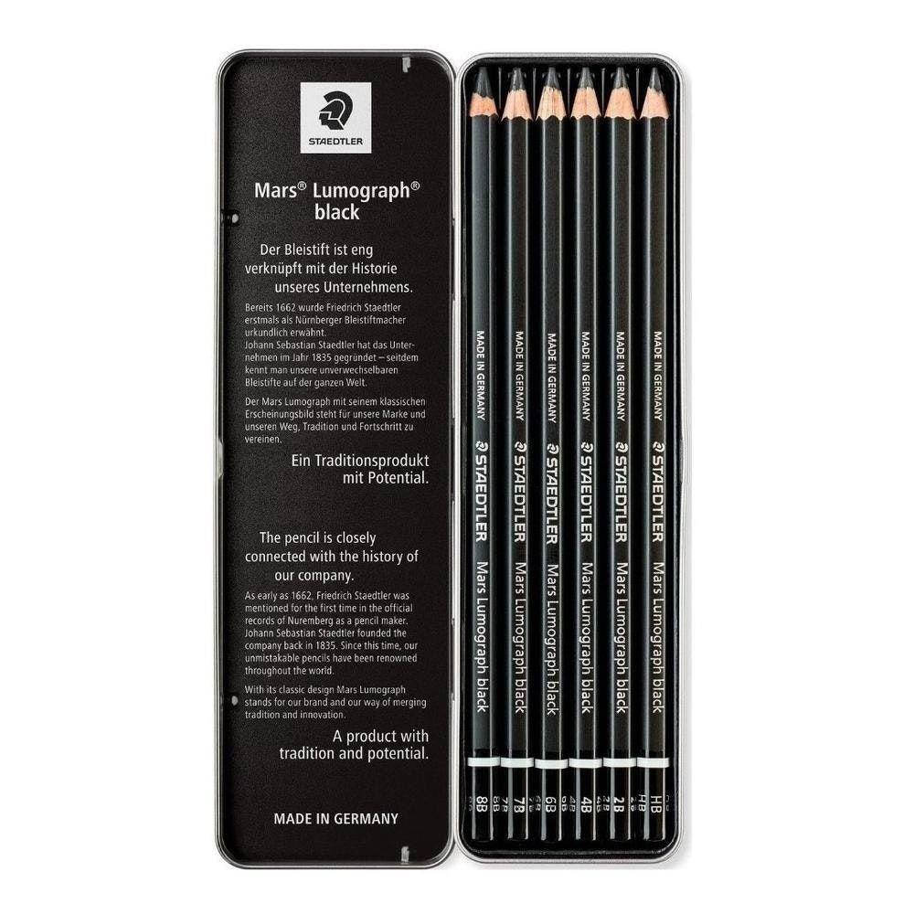 Lápis Preto Staedtler Lumograph Black Com 06 Graduações