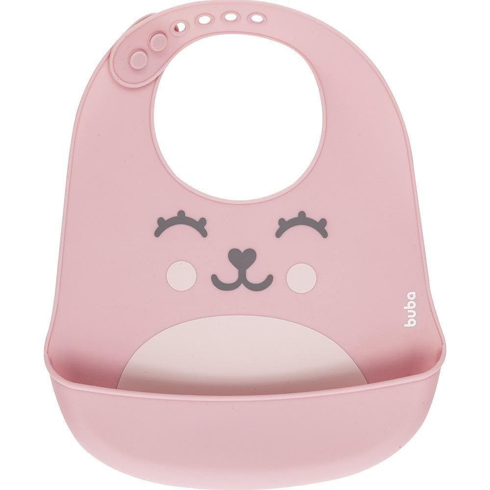 Babador De Silicone Com Pega Migalhas Gumy - Rosa Buba