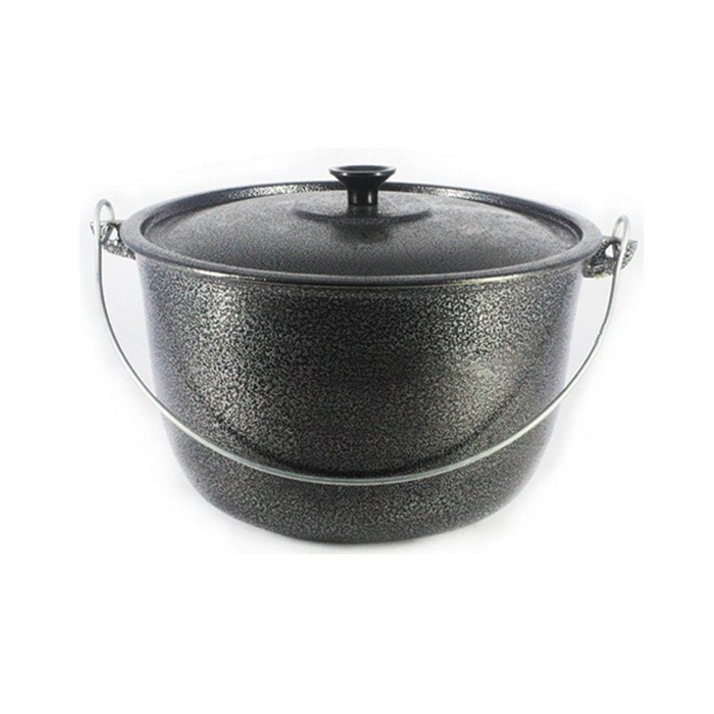 Caldeirão Alumínio Fundido Craqueado Alça Galvanizada 14cm