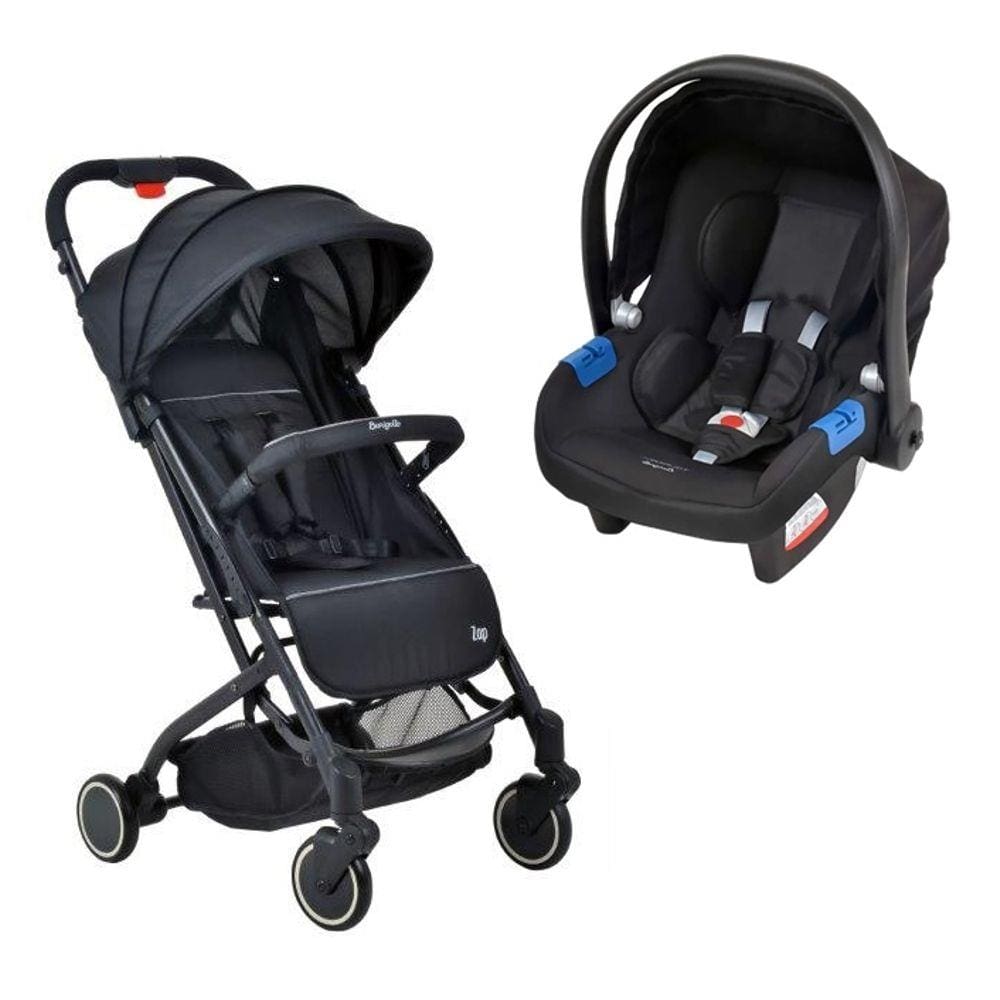 Carrinho Zap Preto / Black + Cadeira Touring X - Burigotto