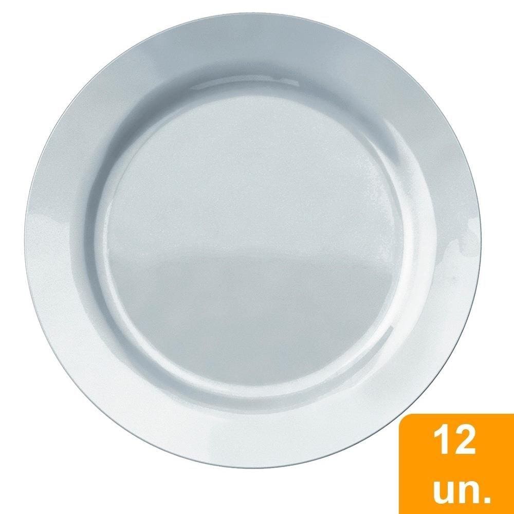 Conjunto de Pratos Rasos Duralex Opaline Menu Profissional 12 peças