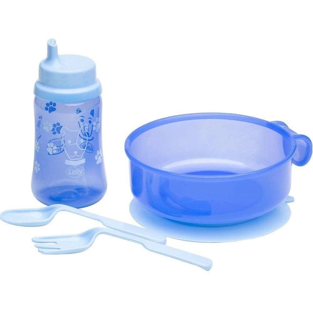 Kit Alimentação 4 Peças Azul Cachorrinho Lolly 7131-01-M
