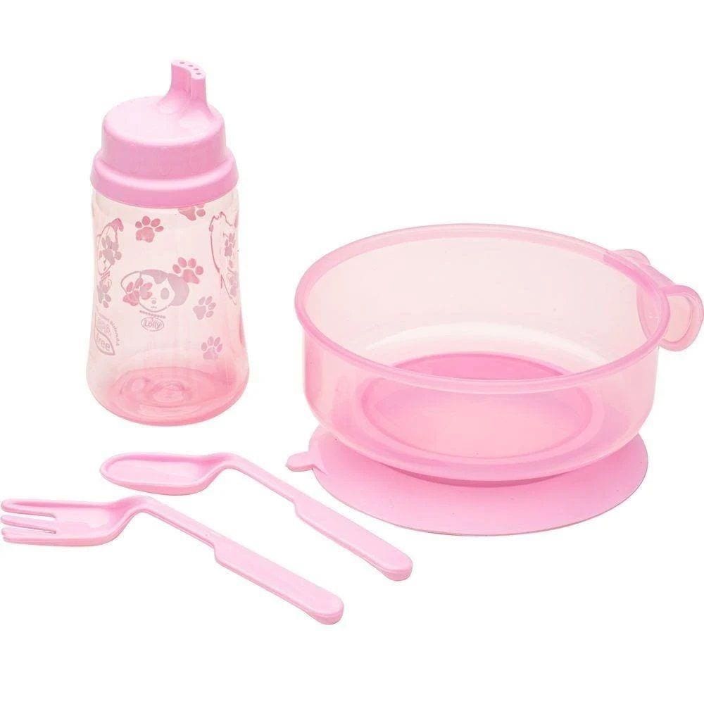 Kit Alimentação 4 Peças Rosa Cachorrinho Lolly 7131-01-F