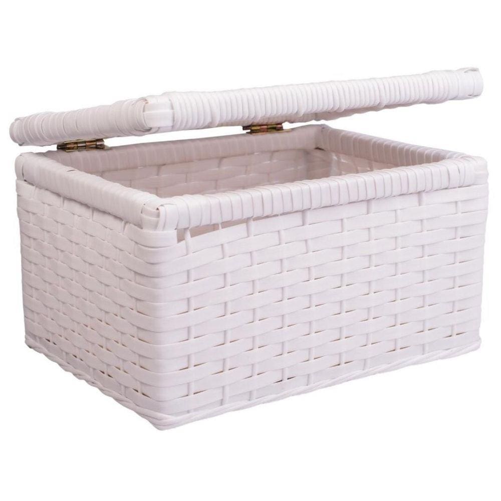 Cesto Caixa Organizadora Bau Fibra Sintética 40X32X23 Branco