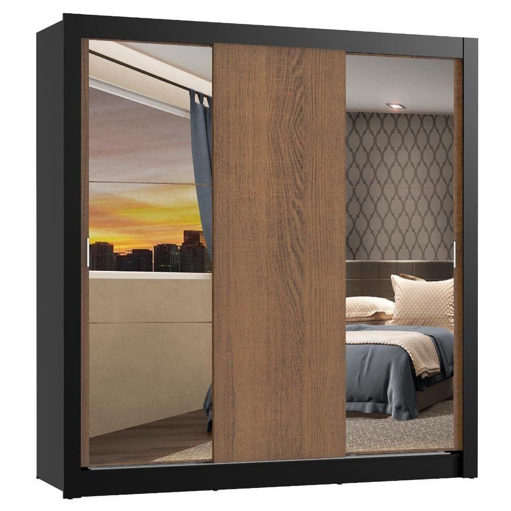 Guarda Roupa Casal Mônaco 3 Portas de Correr Espelhos Madesa