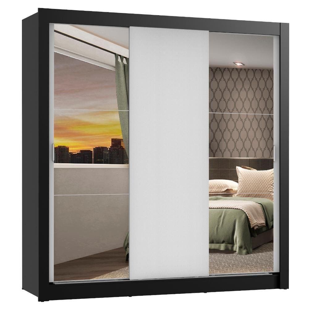 Guarda Roupa Casal Mônaco 3 Portas de Correr Espelhos Madesa