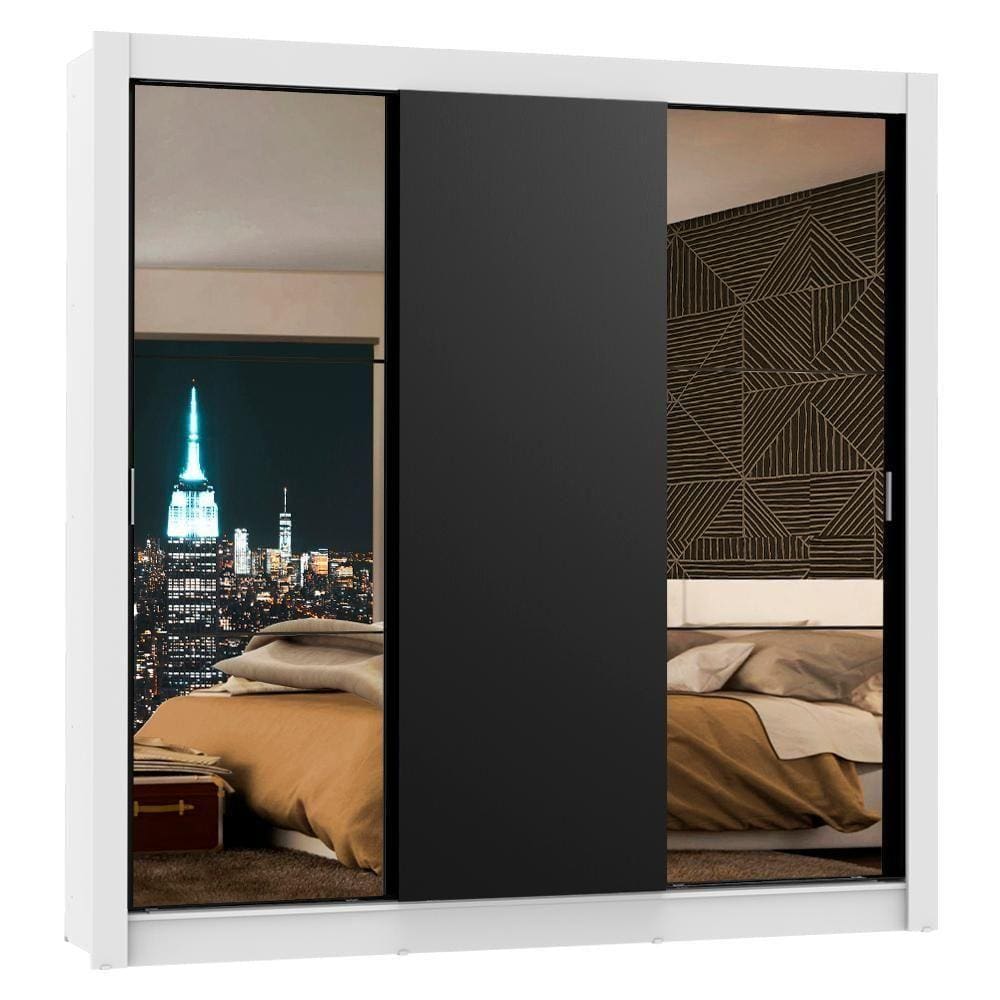 Guarda Roupa Casal Mônaco 3 Portas de Correr Espelhos Madesa