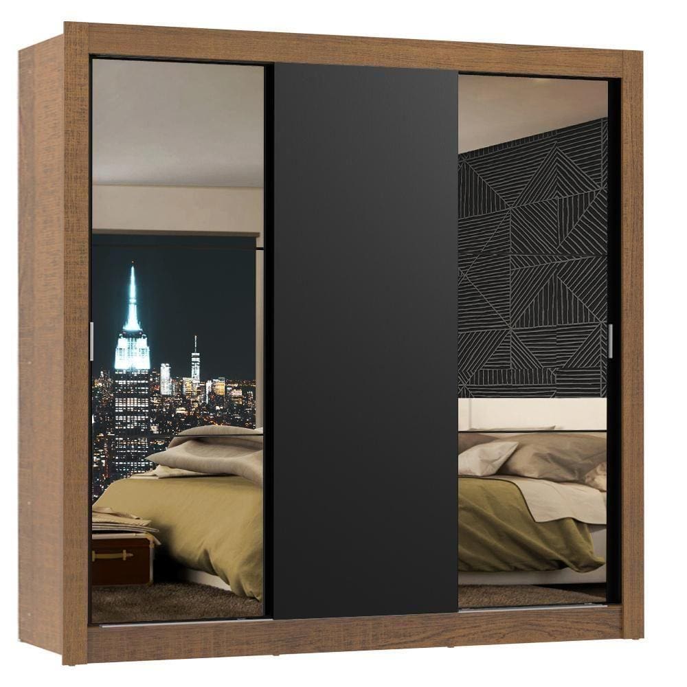 Guarda Roupa Casal Mônaco 3 Portas de Correr Espelhos Madesa