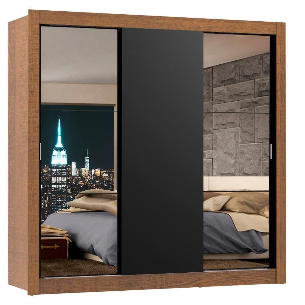 Guarda-roupa 3 Portas de Correr Espelhos 2 Gavetas Madesa