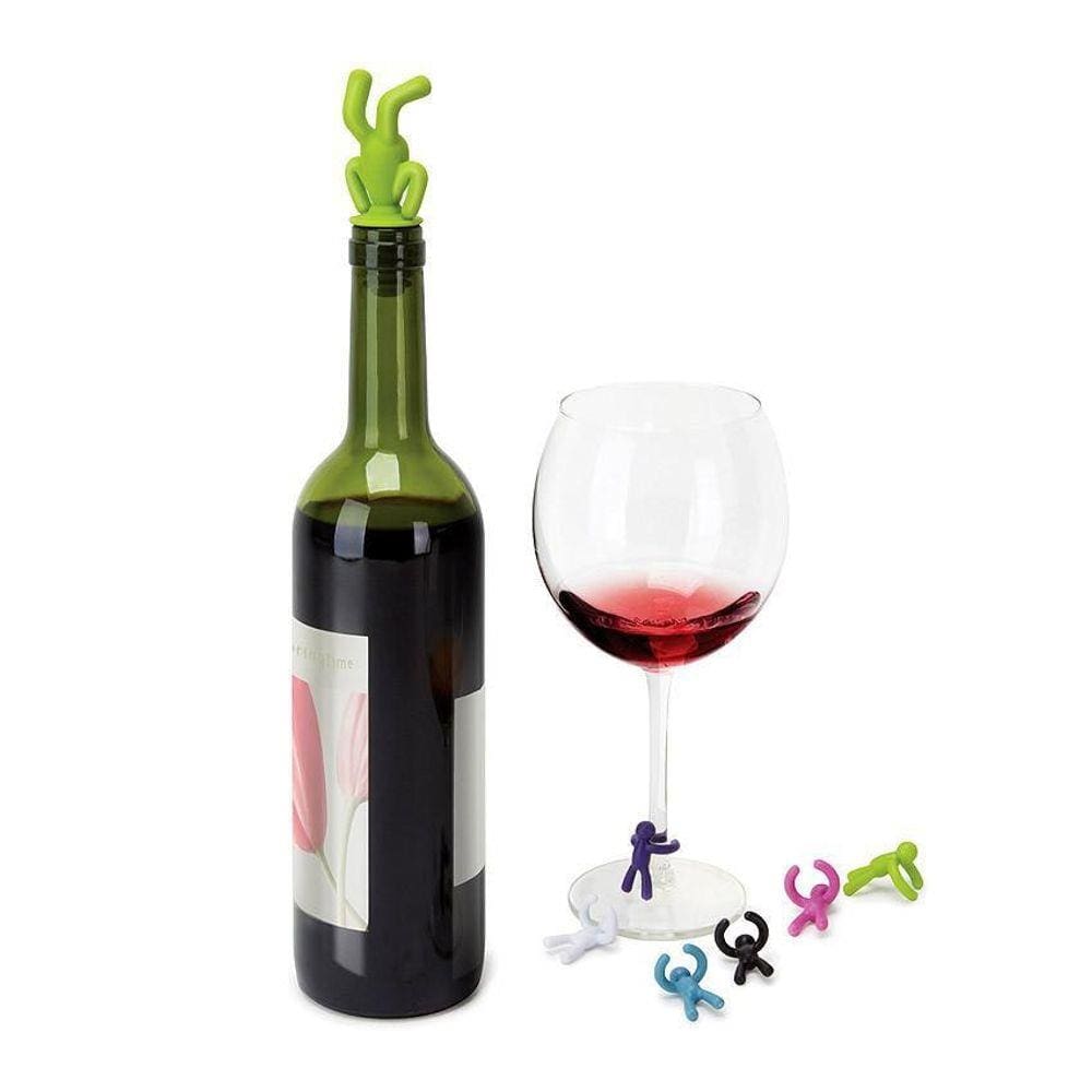 Kit Marcadores De Taça E Tampa Para Vinho Buddy - Umbra