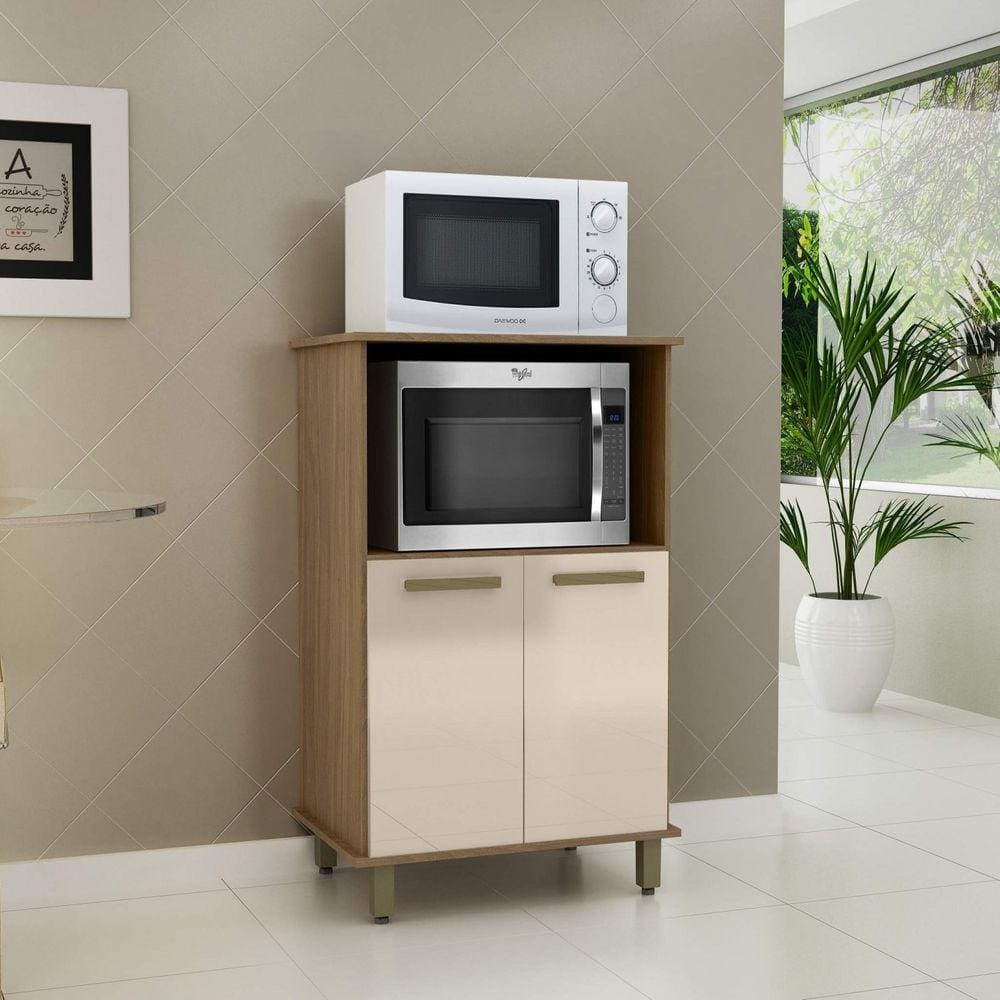 Armário para Forno e Microondas 2 Portas Texas Mapi Móveis Nogueira/Avelã