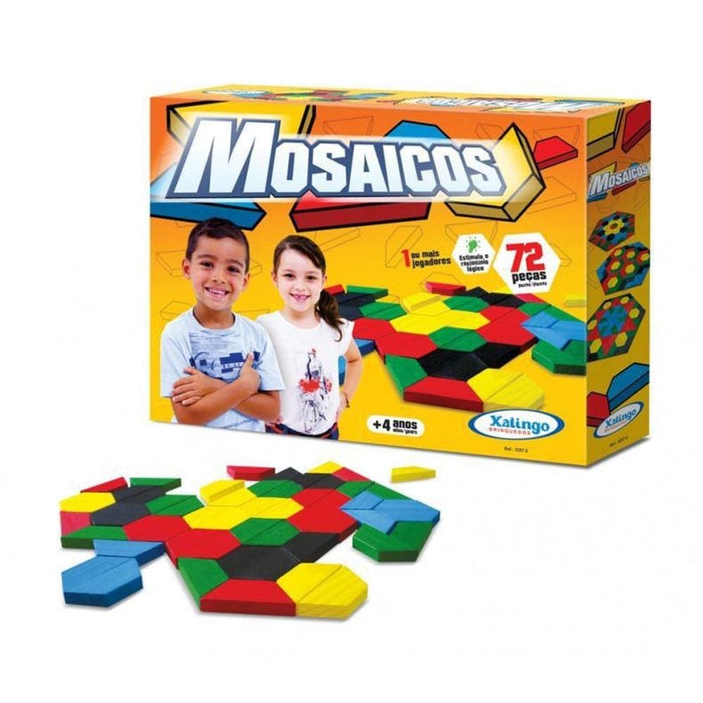 Jogo Educativo Didático Mosaico Madeira 72 Pçs Xalingo 51443