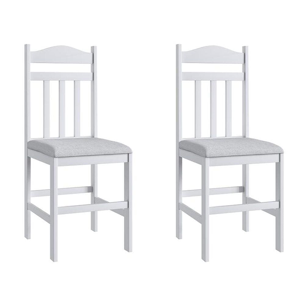 Conjunto 2 Cadeiras Madeira E Tecido Corino 200 - Branco