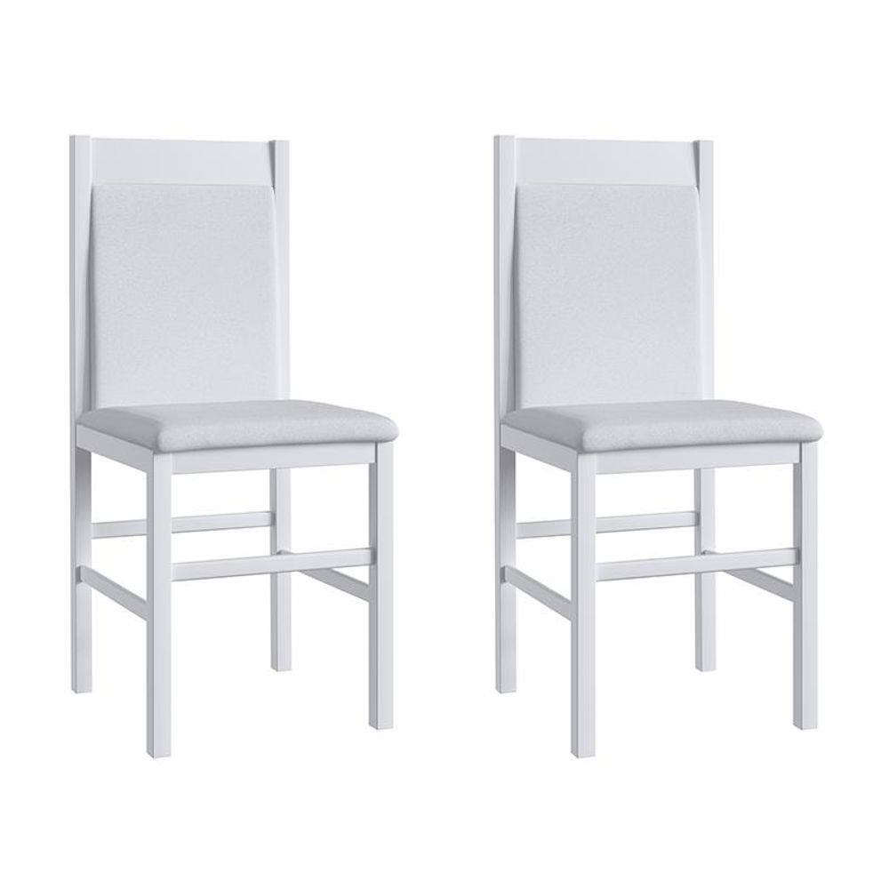 Conjunto 2 Cadeiras Madeira E Tecido Corino 600 - Branco