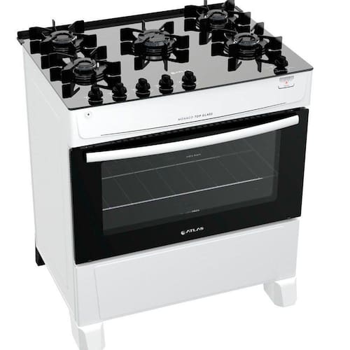 imagem-Fogão Atlas 5 Bocas Mônaco Top Glass Com Acendimento Automático - Bivolt