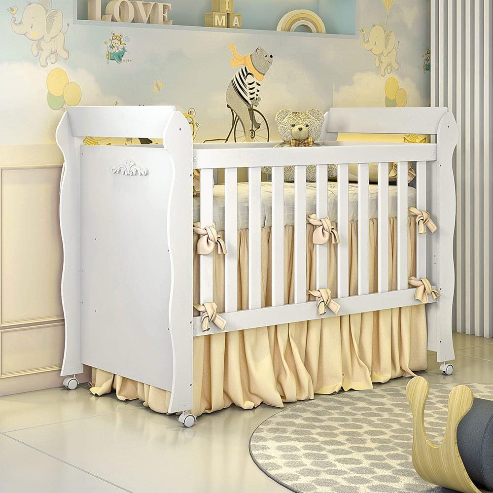 Berço Provençal Mini Cama Americano Lisa Branco Brilho Carolina Baby