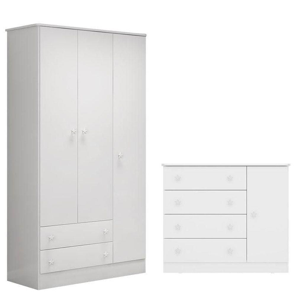 Jogo de quarto infantil roupeiro e comoda 2 peças