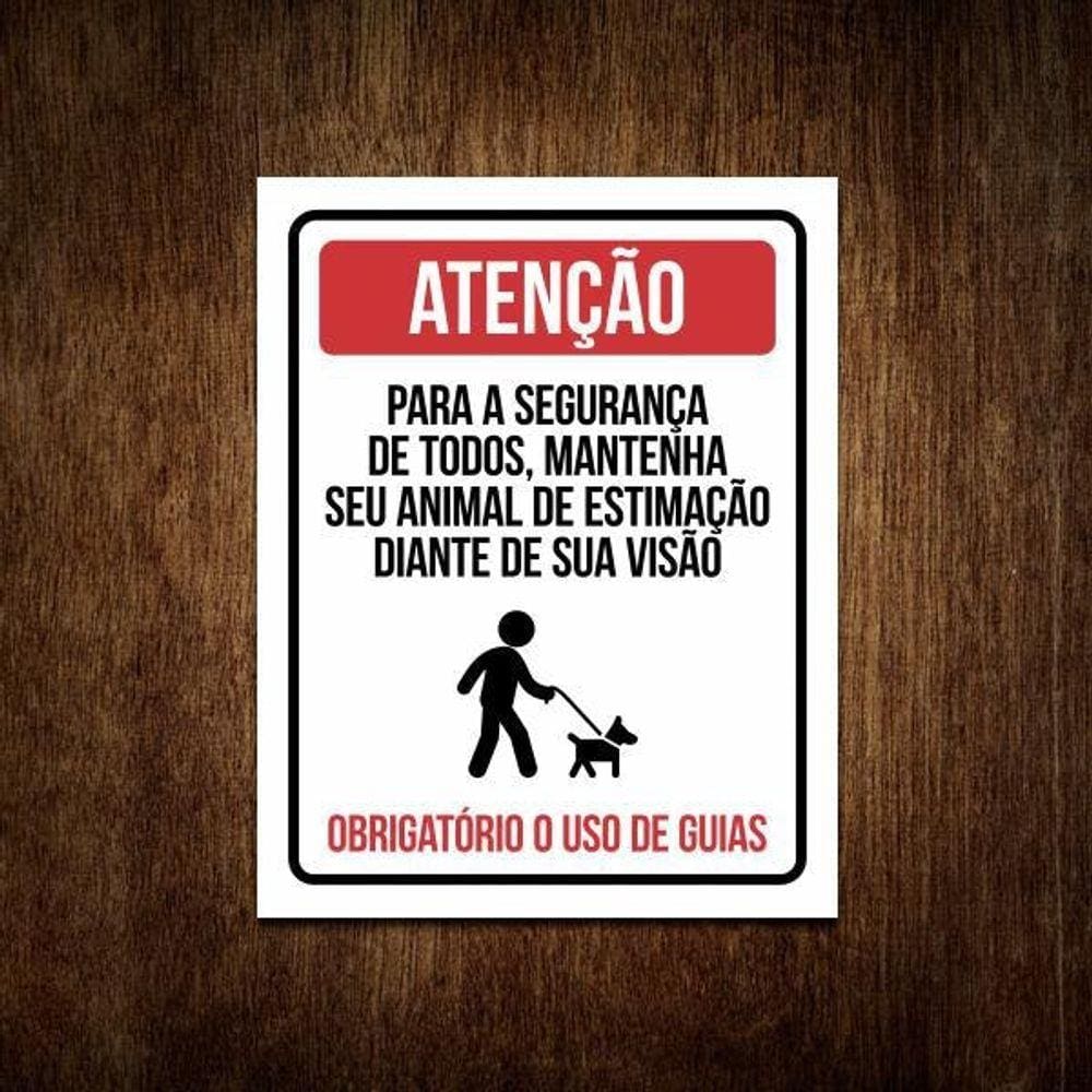 Placa Condomínio Atenção Animais Estimação Uso Coleira 36X46