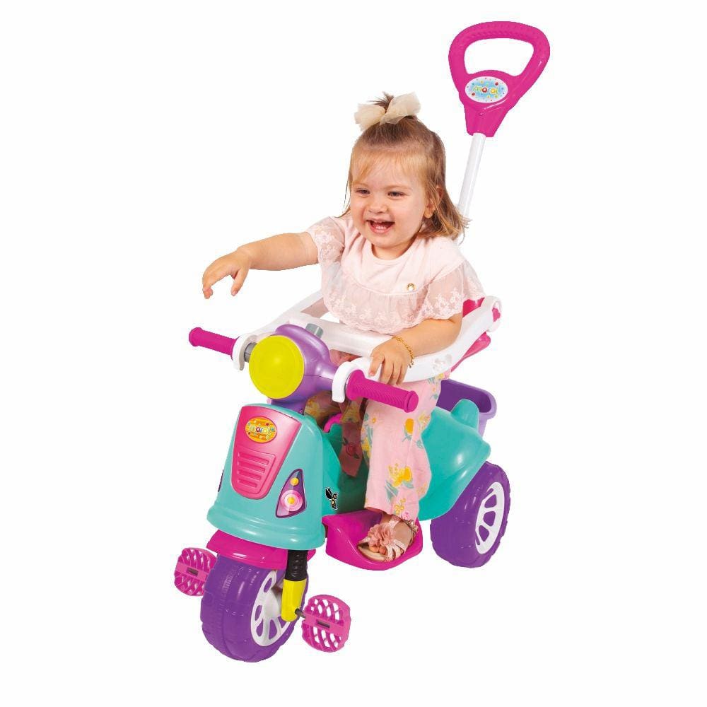 Triciclo Infantil Retrô Avespa Com Empurrador Pink Maral