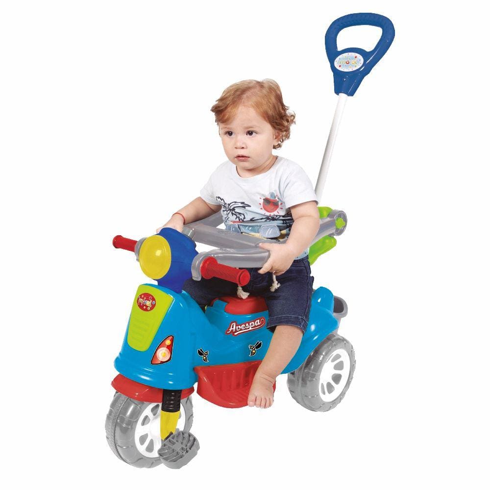 Triciclo Infantil Retrô Avespa Com Empurrador Colorido Maral